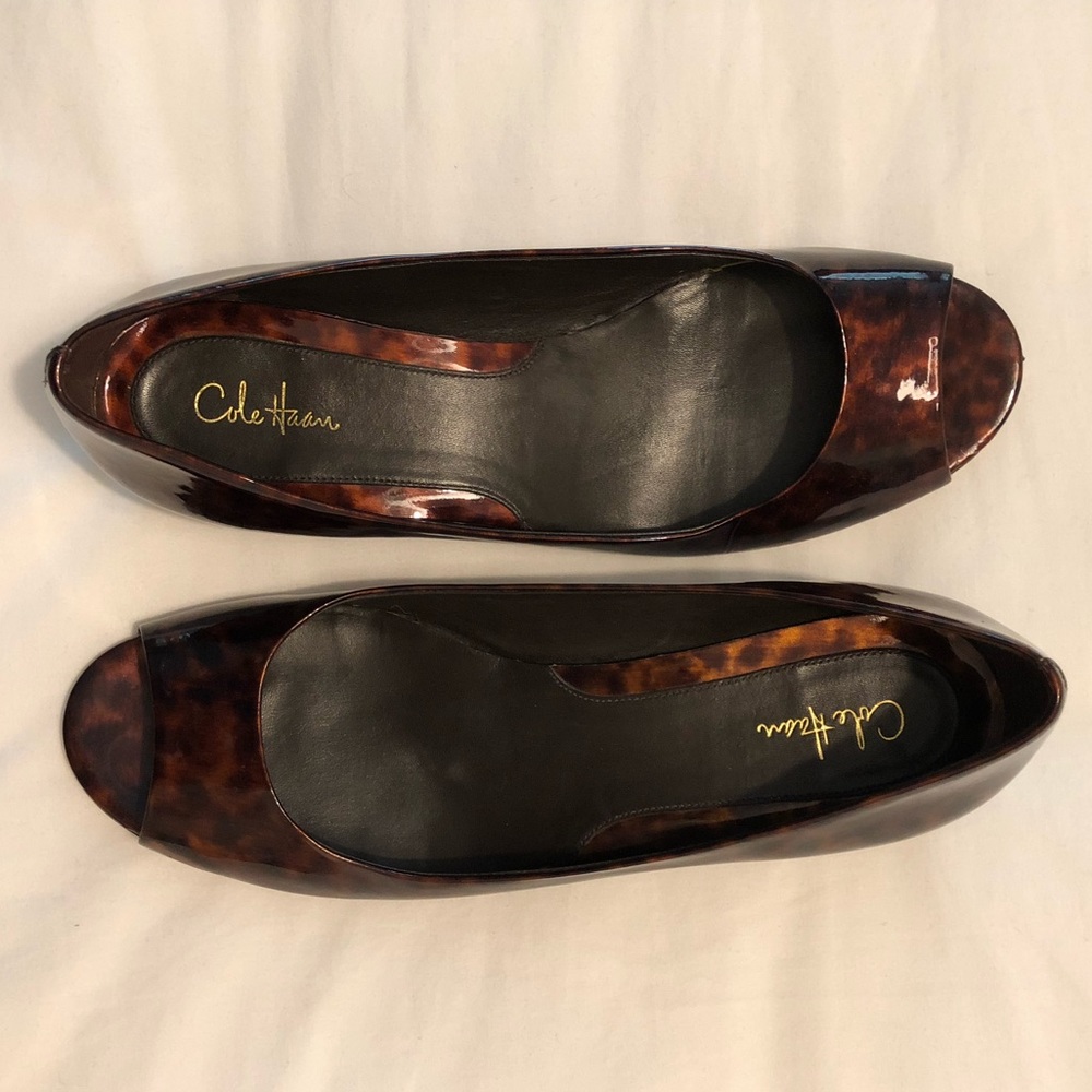 Cole Haan AIR TECH Tortoise Peep Toe Wedges